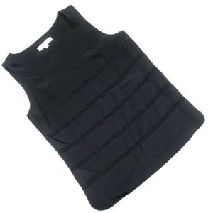Loft | Sheer Black Sleeveless Blouse w Striping
